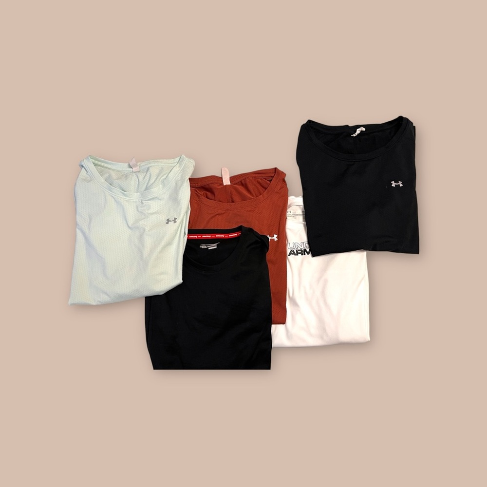 Bundle of 5 Athletic Long Sleeve Tops - Under Armor & Saucony - Size Small